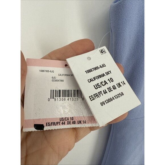 Kasper Womens Size 10 Blue V-Neck Sleeveless Sheath Dress Work Office Career NWT - Picture 7 of 11